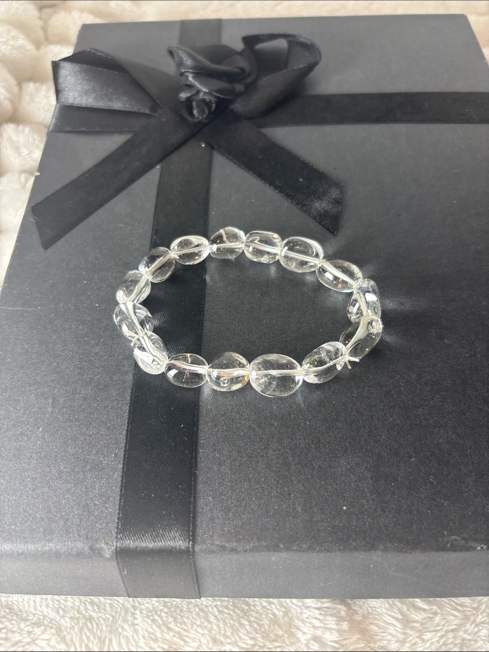 Clear Beaded Stretch Bracelet - Women Jewelry EUC